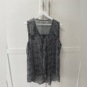 Sheer Black&White Printed Tank